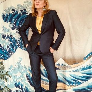 Jones New York 3 piece blue/gold  tone skinny suit set 8